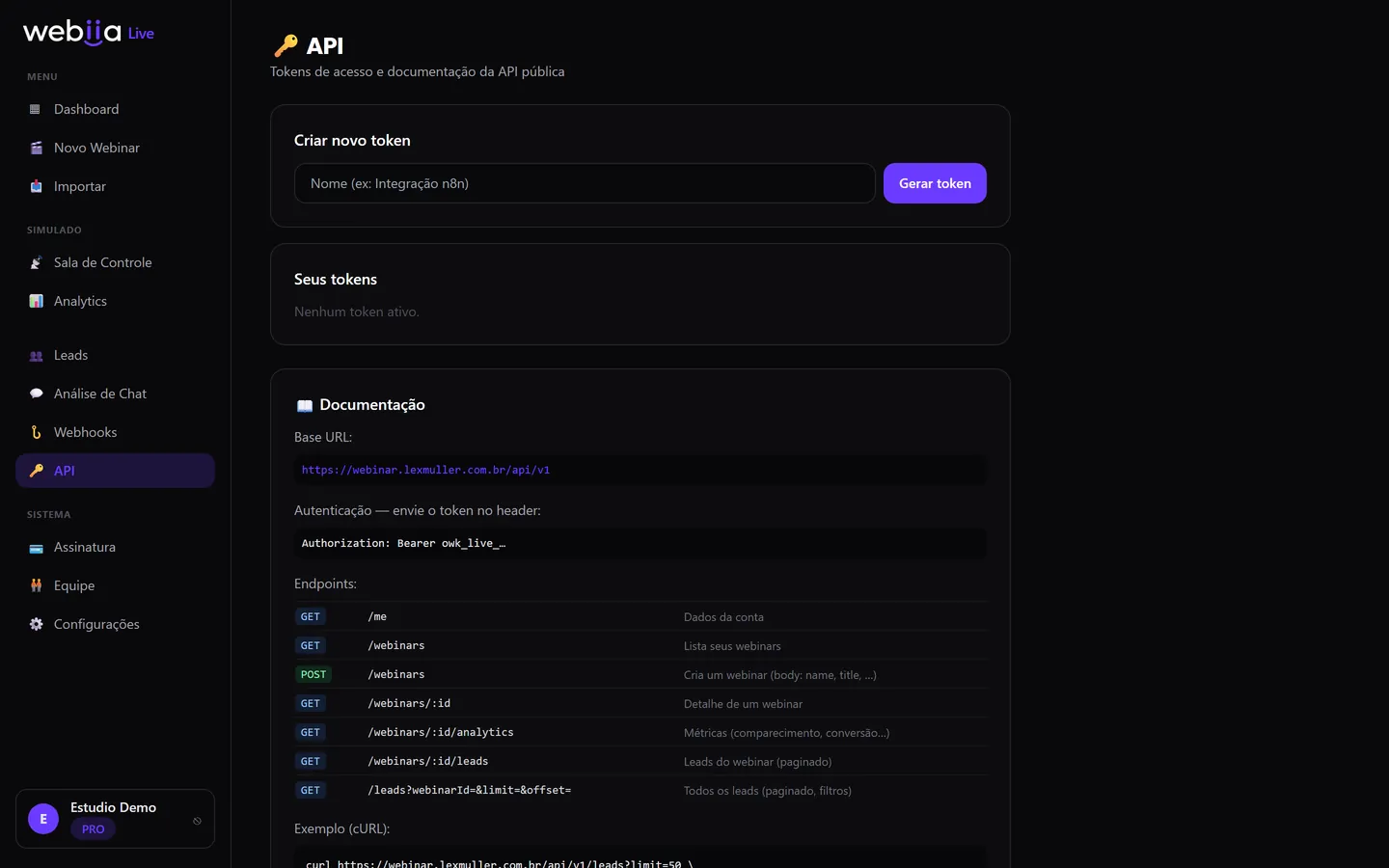 API e integrações